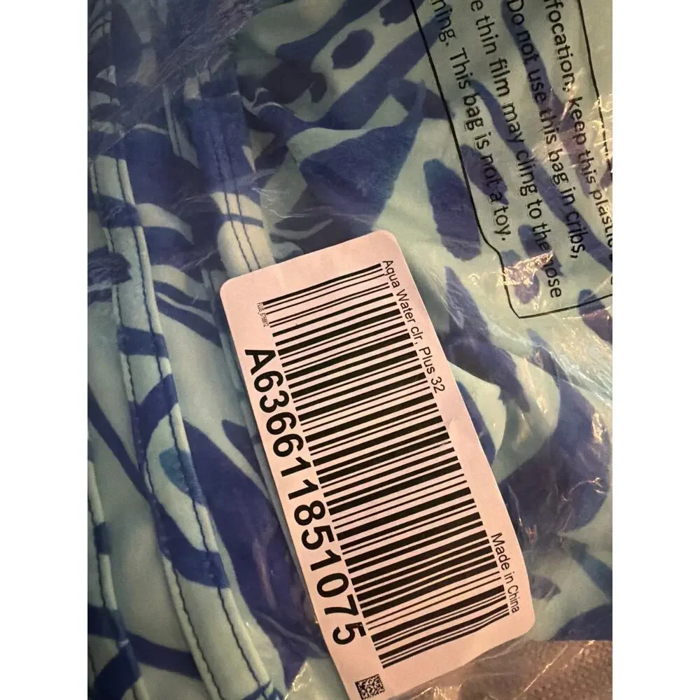 Susan Graver Soleil One Shoulder Swimsuit with Self Trim aqua water sz 32